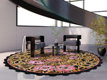 HANAMI - Round handmade fabric rug with floral pattern by SITAP Carpet Couture Italia - view 3